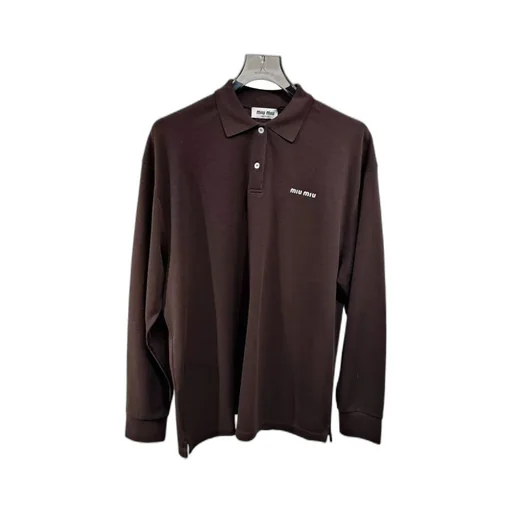 Miu Miu Logo-Embroidered Long-Sleeved Polo Shirt