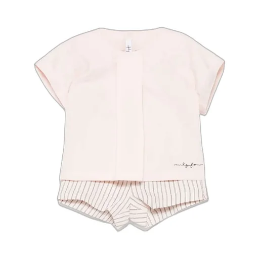 Il Gufo Crewneck Striped Crewneck Short Set