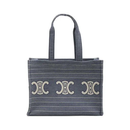 Large Cabas Thais In Striped Textile With Triomphe
