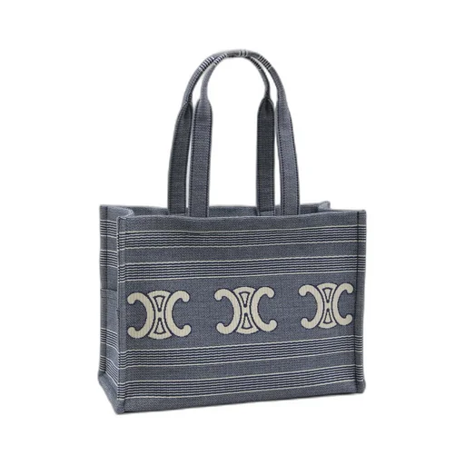 Large Cabas Thais In Striped Textile With Triomphe