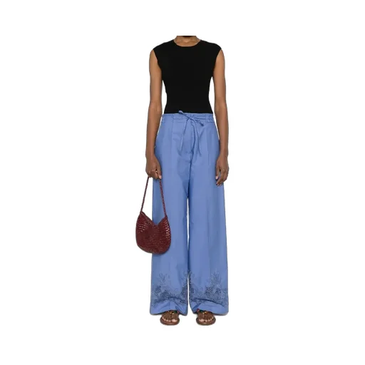 Floral-Embroidery Trousers
