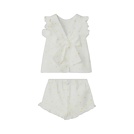 Floral-Embroidered Shorts Set