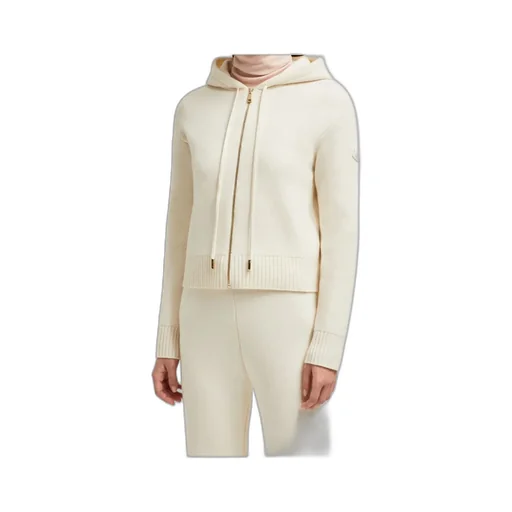 Moncler Zip-Up Hooded Knit Cardigan