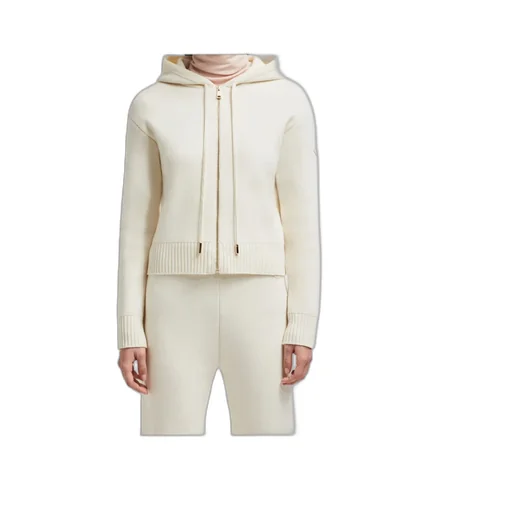 Moncler Zip-Up Hooded Knit Cardigan
