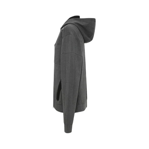 Dark Gray Zipper Hooded Casual Jacket