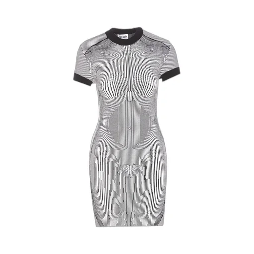 Jean Paul Gaultier The Short Morphing Pinstripes Jacquard Dress