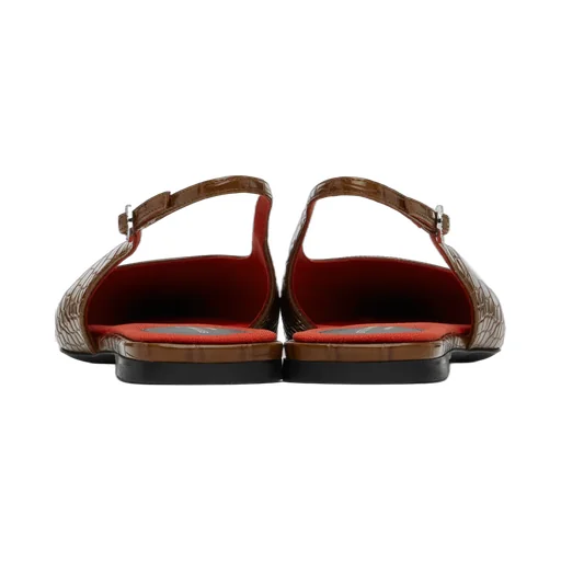 Elsa Crocodile-Embossed Ballerina Shoes