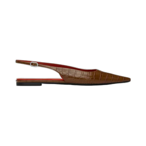 Elsa Crocodile-Embossed Ballerina Shoes