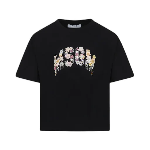 Msgm Kids Logo-Printed Round Neck T-Shirt