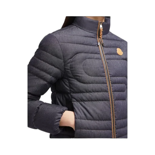 Xiaoqing Snake-Quilted Denim Short Down Jacket