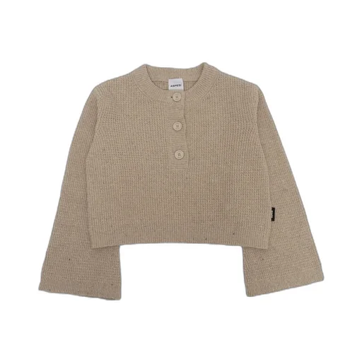 Button-Fastening Bell-Sleeve Sweater