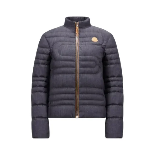 Xiaoqing Snake-Quilted Denim Short Down Jacket