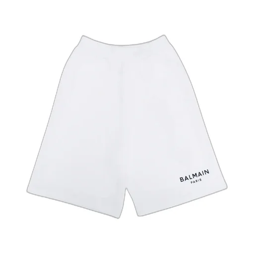 Balmain Kids Logo Applique High Waist Shorts