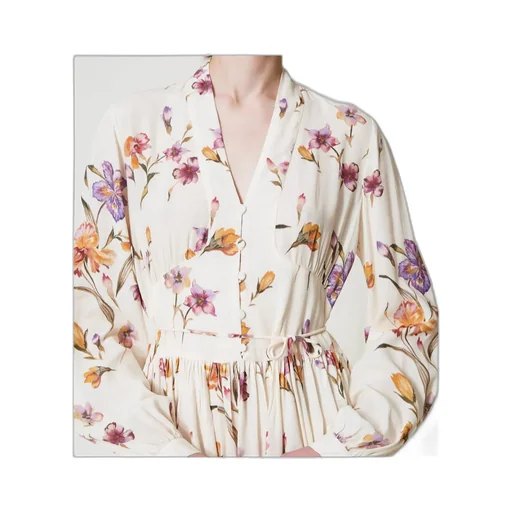 Twinset Floral-Printed V-Neck Mini Dress