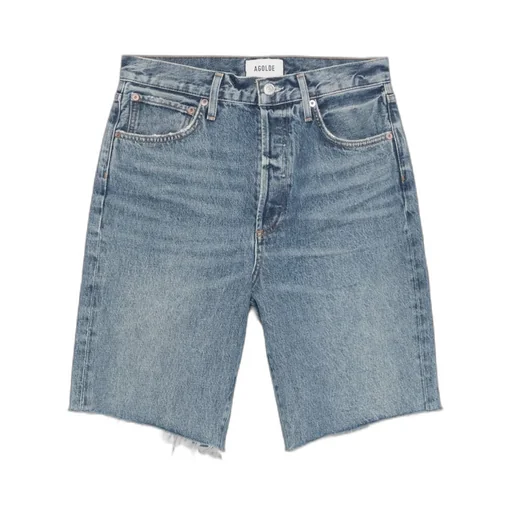 Agolde 90's Raw-Cut Edge Denim Shorts