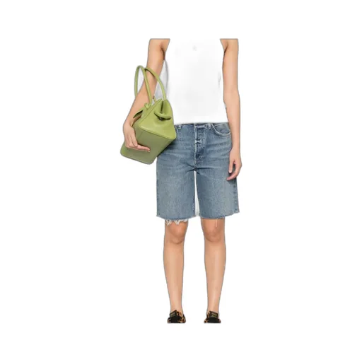 Agolde 90's Raw-Cut Edge Denim Shorts