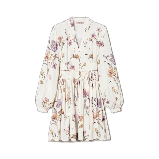 Twinset Floral-Printed V-Neck Mini Dress