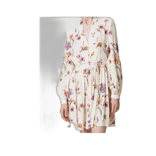 Twinset Floral-Printed V-Neck Mini Dress