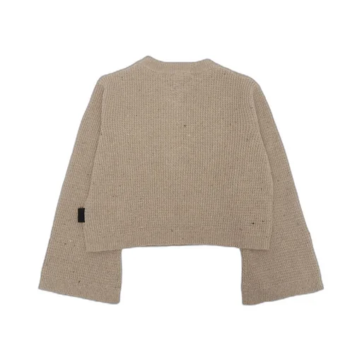 Button-Fastening Bell-Sleeve Sweater