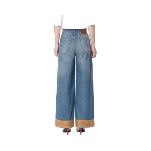 Valentino Hem Detailed Wide-Leg Jeans