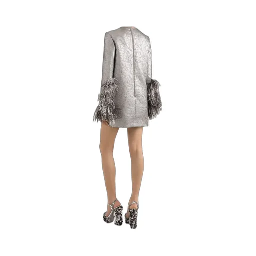 Feather-Trim Mini Dress