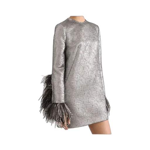 Feather-Trim Mini Dress