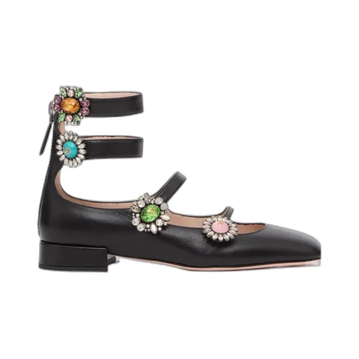 Valentino Preshoes Embellished Square Toe Ballerina Shoes
