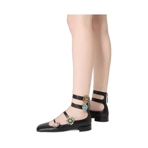 Valentino Preshoes Embellished Square Toe Ballerina Shoes