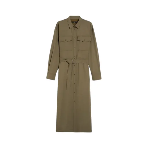Gabardine Wool Shirt Dress