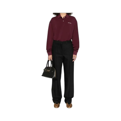 Miu Miu Logo-Embroidered Piqué Long-Sleeved Polo Shirt