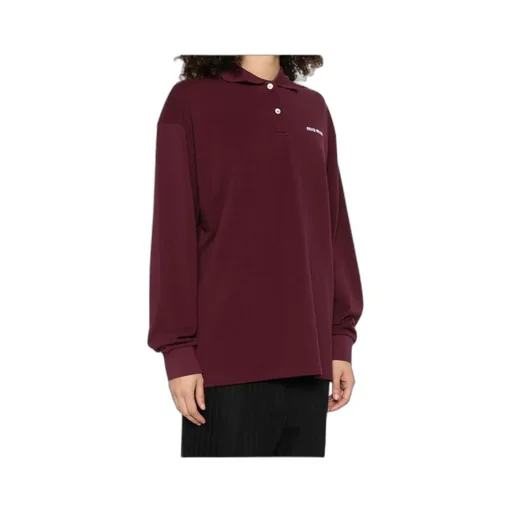 Miu Miu Logo-Embroidered Piqué Long-Sleeved Polo Shirt