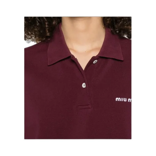 Miu Miu Logo-Embroidered Piqué Long-Sleeved Polo Shirt