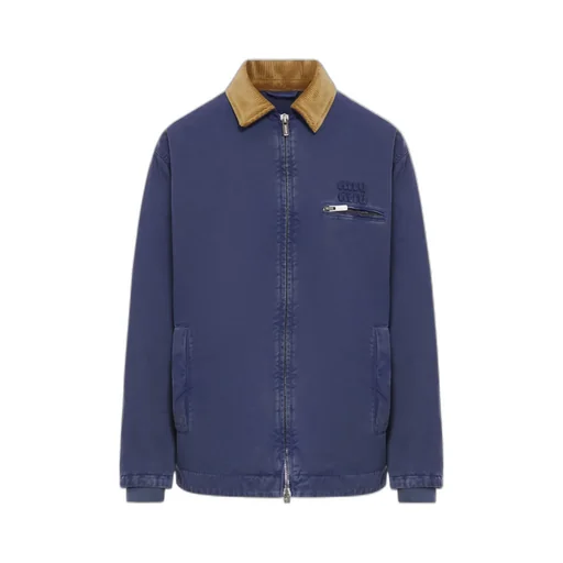Gabardine Trucker Jacket With Corduroy Collar