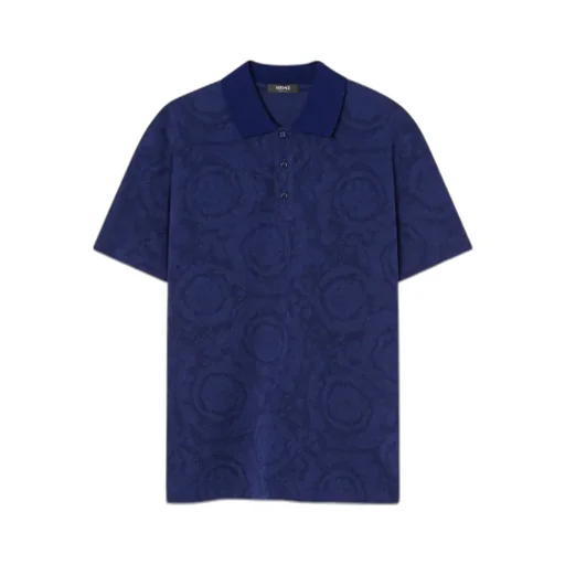 Versace Barocco-Jacquard Short-Sleeved Polo Shirt