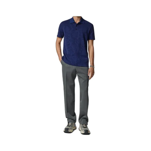 Versace Barocco-Jacquard Short-Sleeved Polo Shirt