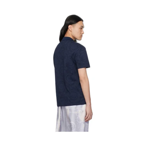Versace Barocco-Jacquard Short-Sleeved Polo Shirt