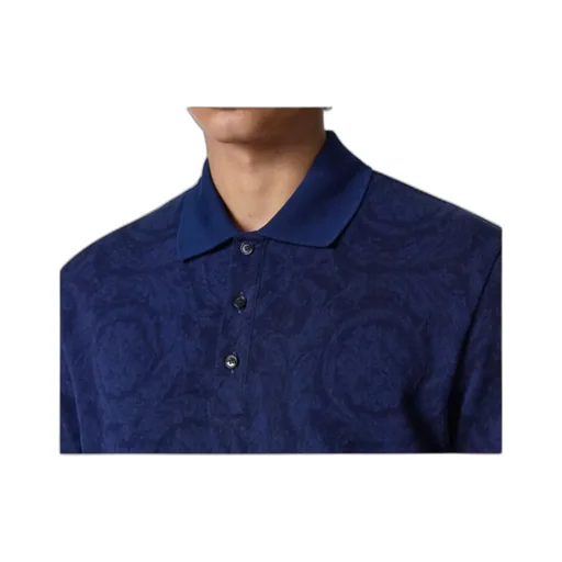 Versace Barocco-Jacquard Short-Sleeved Polo Shirt
