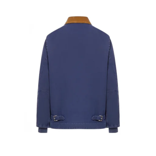 Gabardine Trucker Jacket With Corduroy Collar