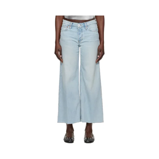 Stretch Mid Rise Wide Leg Crop Jeans