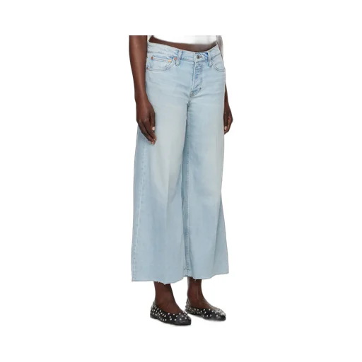 Stretch Mid Rise Wide Leg Crop Jeans