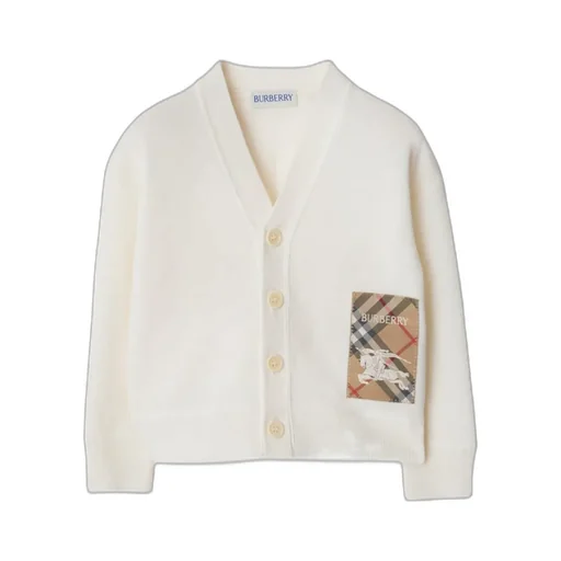 Check Label Wool Cardigan