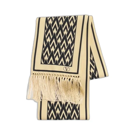 Valentino Toute La V Fringed Edge Scarf