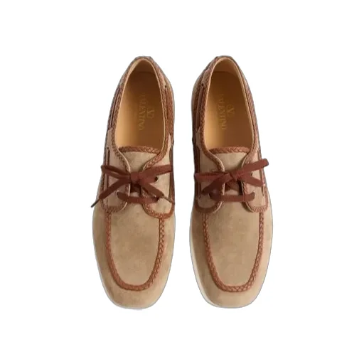 Valentino Almond Toe Lace-Up Boat Shoes