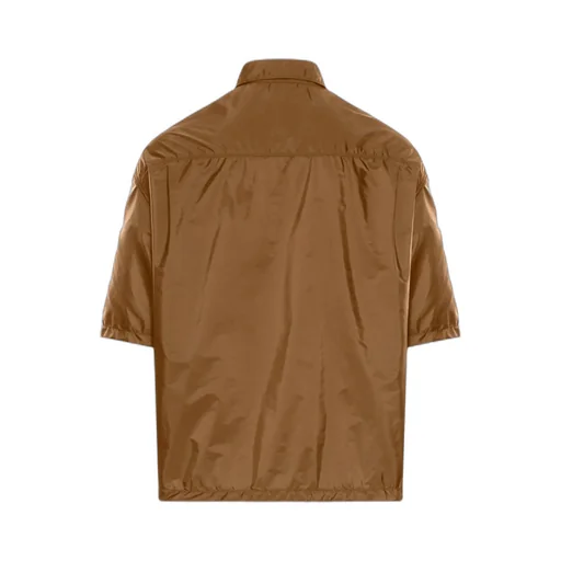 Prada Logo Plaque Zip-Up Shirt