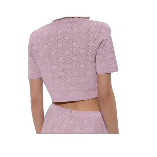 Givenchy Monogram 72 Jacquard Short-Sleeve Knit Top