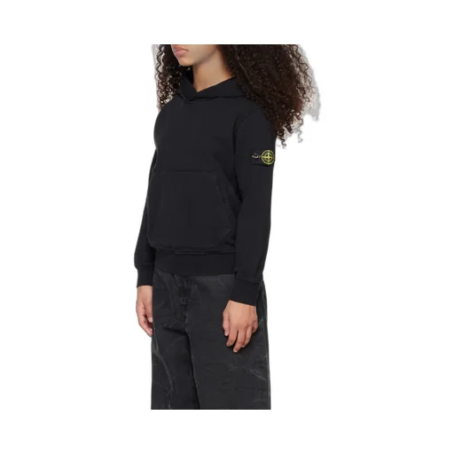 Stone Island Junior Compass Patch Fleece Hoodie