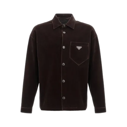 Prada Logo Plaque Button-Up Shirt