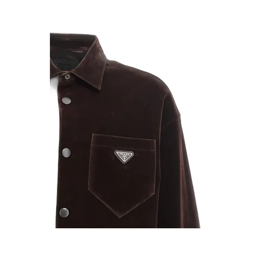Prada Logo Plaque Button-Up Shirt
