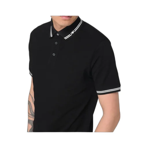 Emporio Armani Piped Collar Piqué Polo Shirt