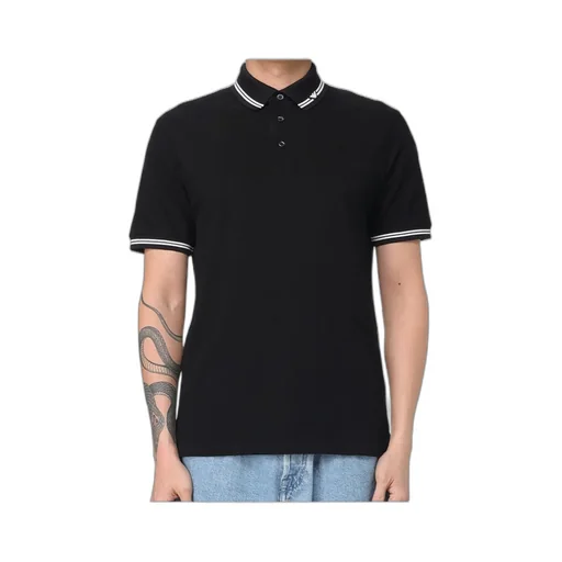 Emporio Armani Piped Collar Piqué Polo Shirt